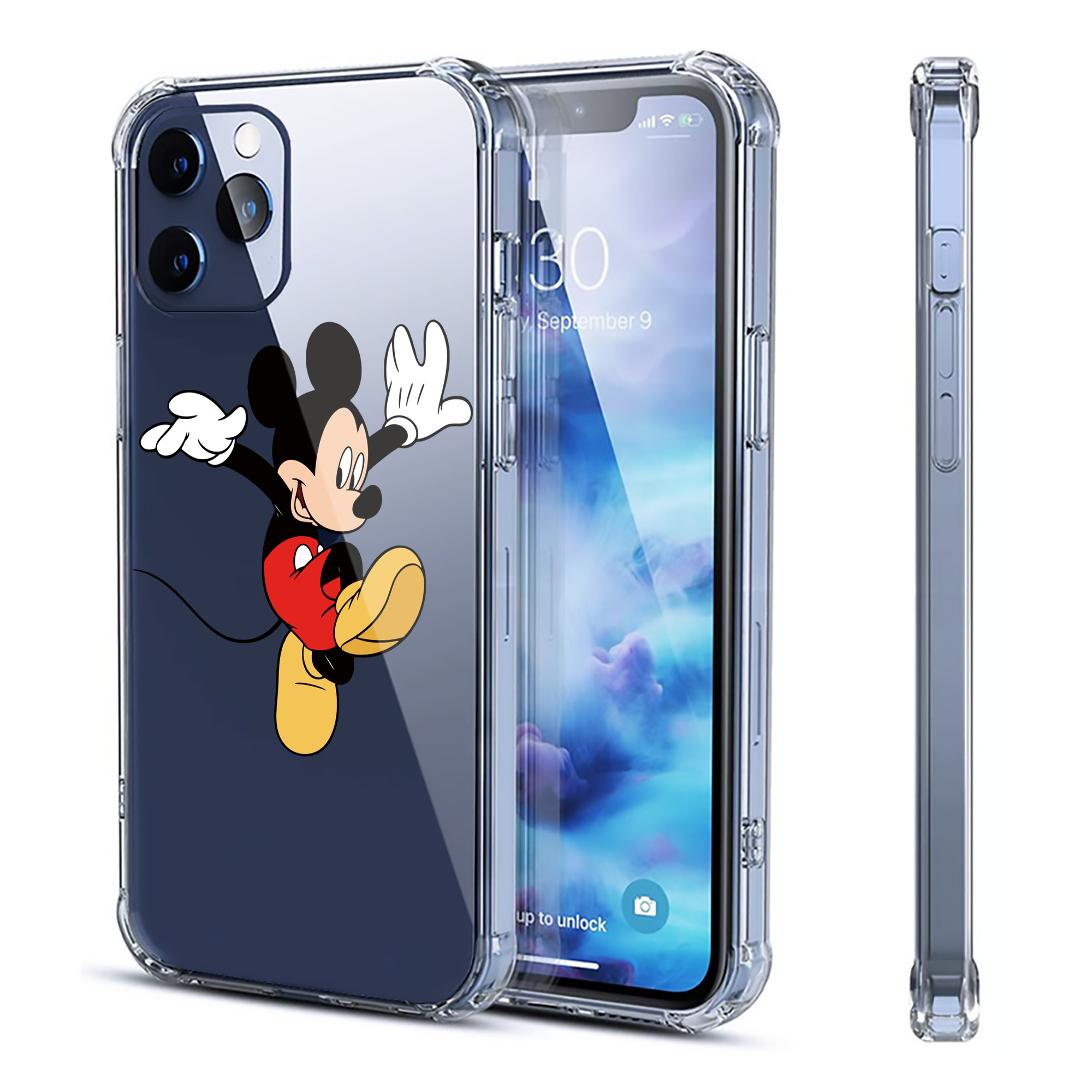 （画像用） ミッキーマウス Mickey Mouse 【iPhone 12シリーズ対応】透明スマホケース（クリアソフトケース）